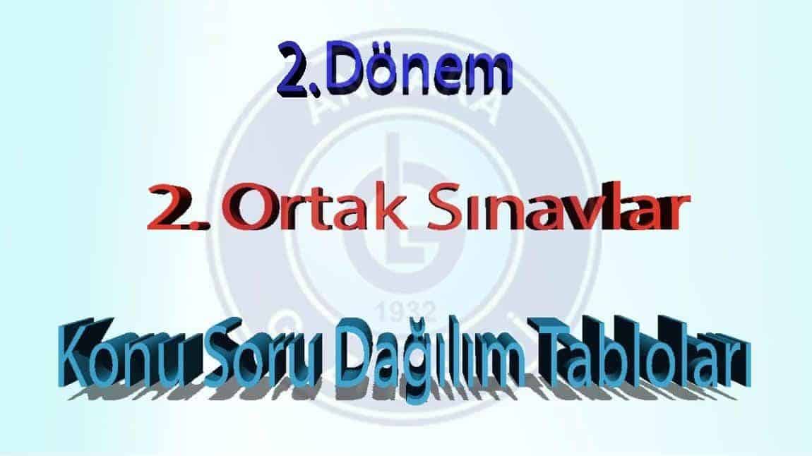 2. Dönem 2. Ortak Sınavlar Konu Soru Dağılım Tabloları